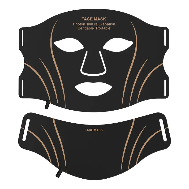 Black flexible LED face mask with portable bendable design