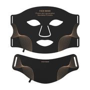 Black LED face mask and chin strap for at-home skincare