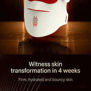 Red light therapy face mask with glowing background