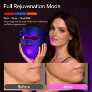 LED face mask product comparison image with red blue and near-infrared modes