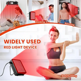Red light therapy panel used during reading working relaxing and wellness routines