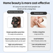 Comparison of home photon beauty mask vs beauty salon facial with cost, convenience, and portability benefits for red light therapy skincare.