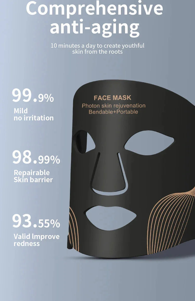 Black and gold LED face mask product feature image